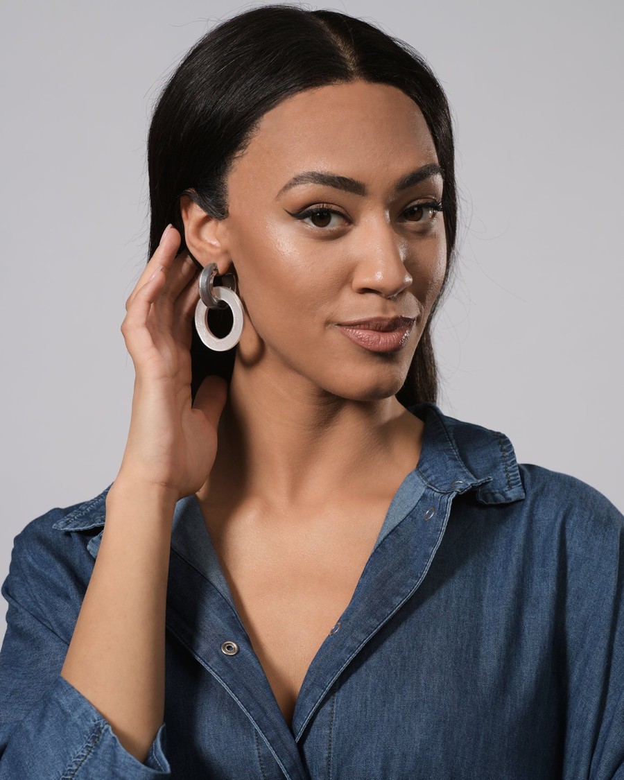 ALEMBIKA Circle Duet Earrings, Frost