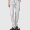 ALEMBIKA Pinstripe Iconic Stretch Jeans, Silver/White