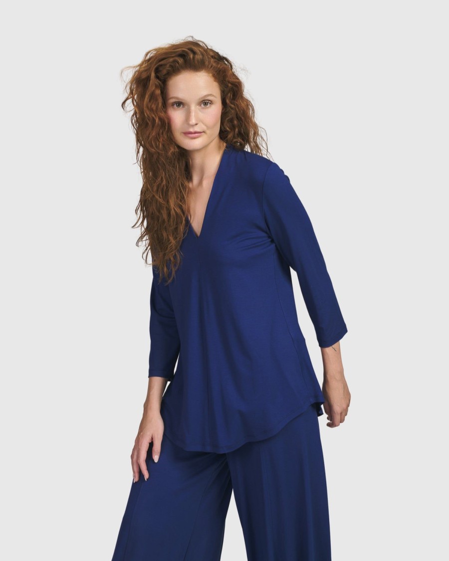 ALEMBIKA Essential V-Neck Top, Royal Blue