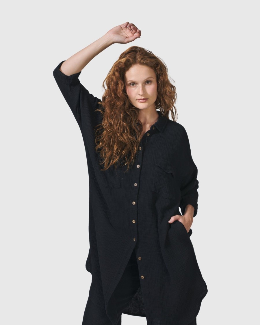 ALEMBIKA Recreation Shirt Dress, Black