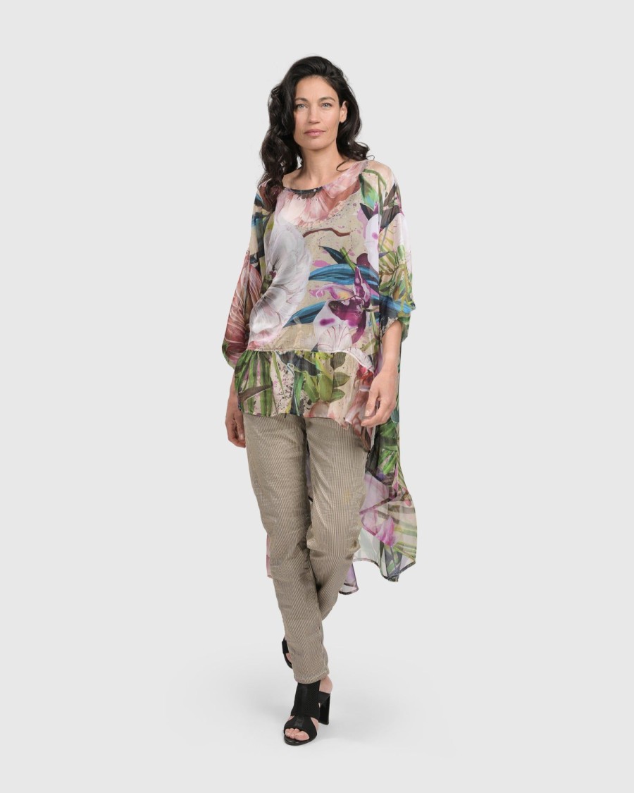 ALEMBIKA Moonflower Hi Lo Tunic Top, Bouquet