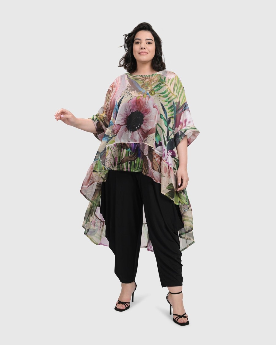 ALEMBIKA Moonflower Hi Lo Tunic Top, Bouquet