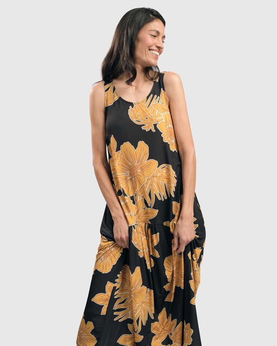 ALEMBIKA Aloha Sleeveless Maxi Dress, Gold