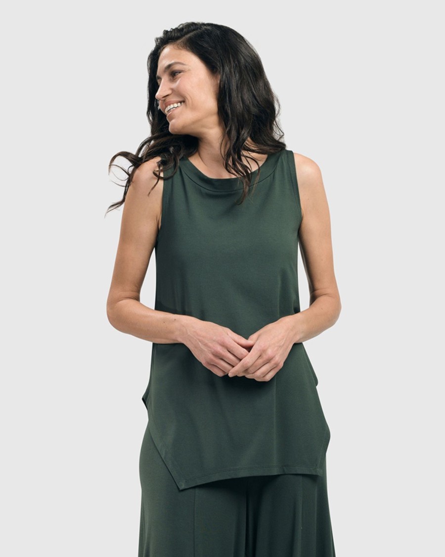 ALEMBIKA Essential Cutaway Tank Top, Green