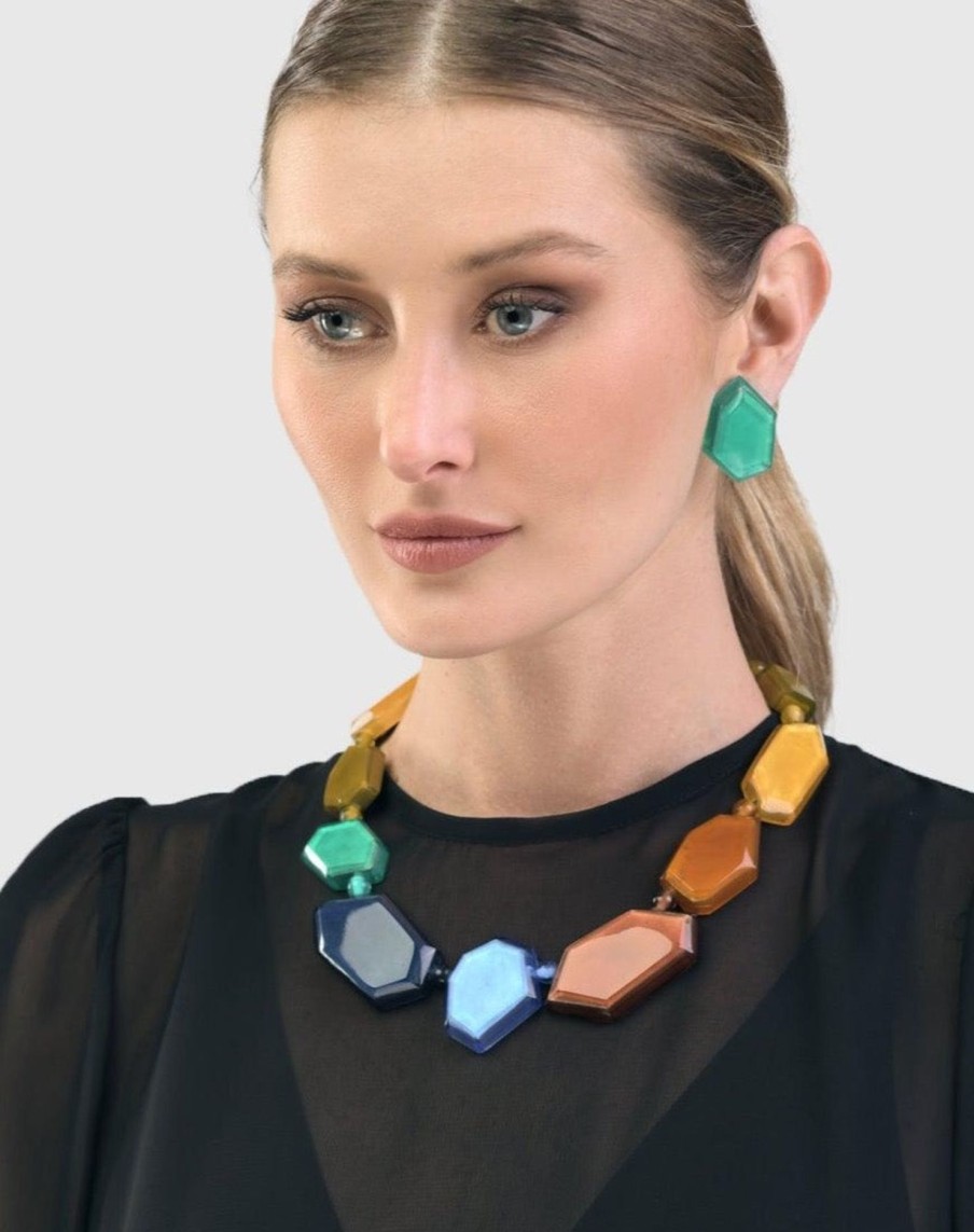 ALEMBIKA Rainbow Faceted Bead Necklace, Multi