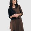 ALEMBIKA Essential 2-Tone Crop Cardigan, Coffee