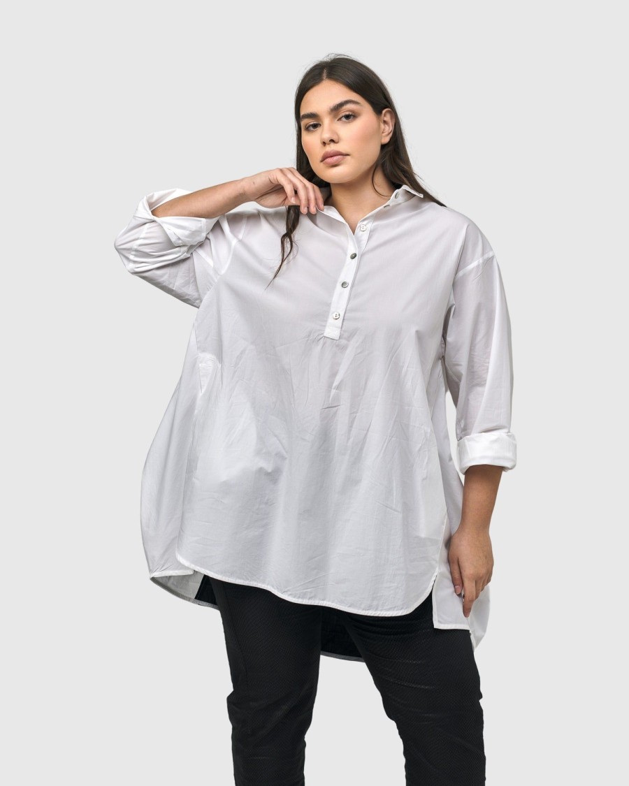 ALEMBIKA Urban Oversized Trapeze Shirt, White