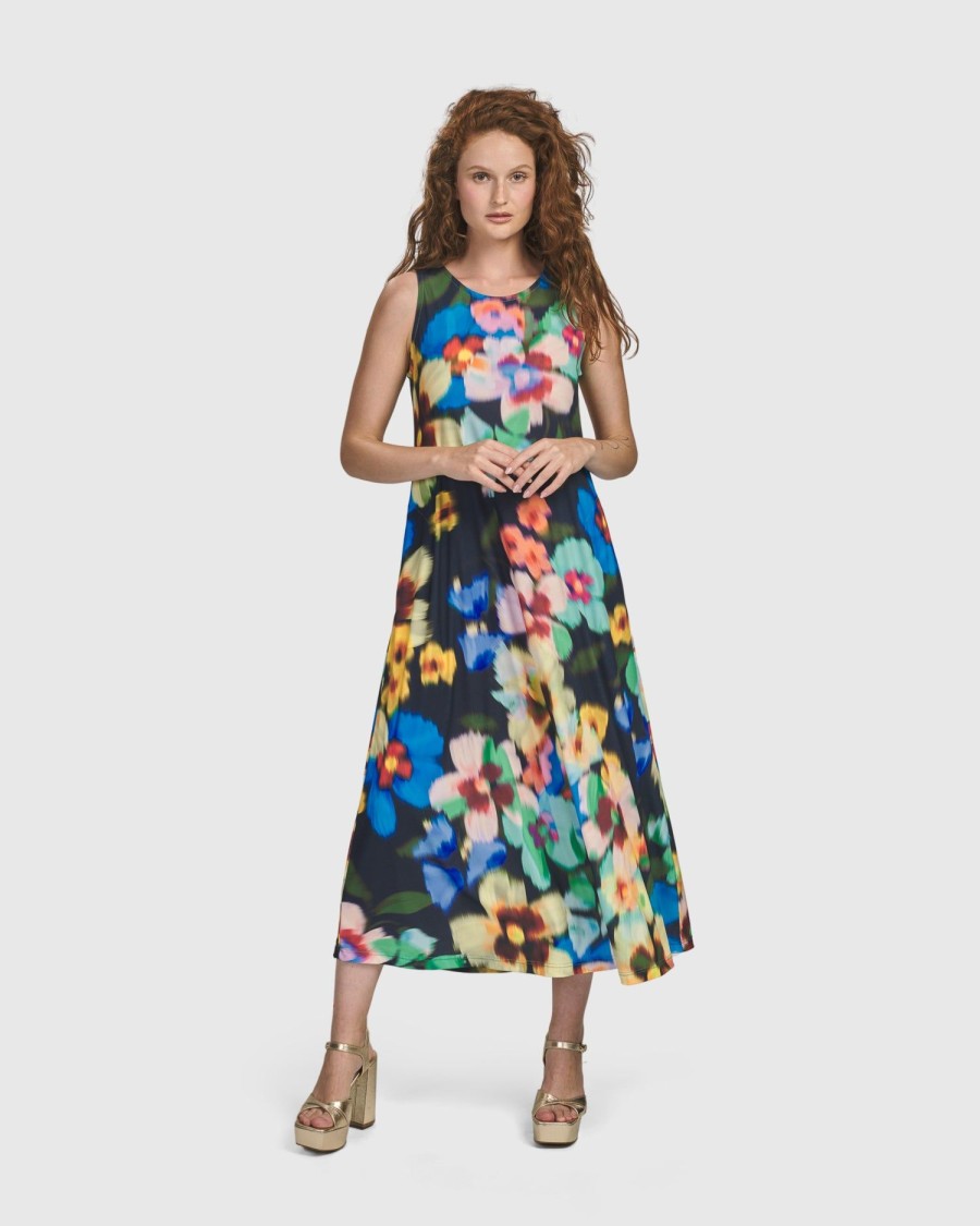 ALEMBIKA Forget-Me-Not Sleeveless Maxi Dress, Garden