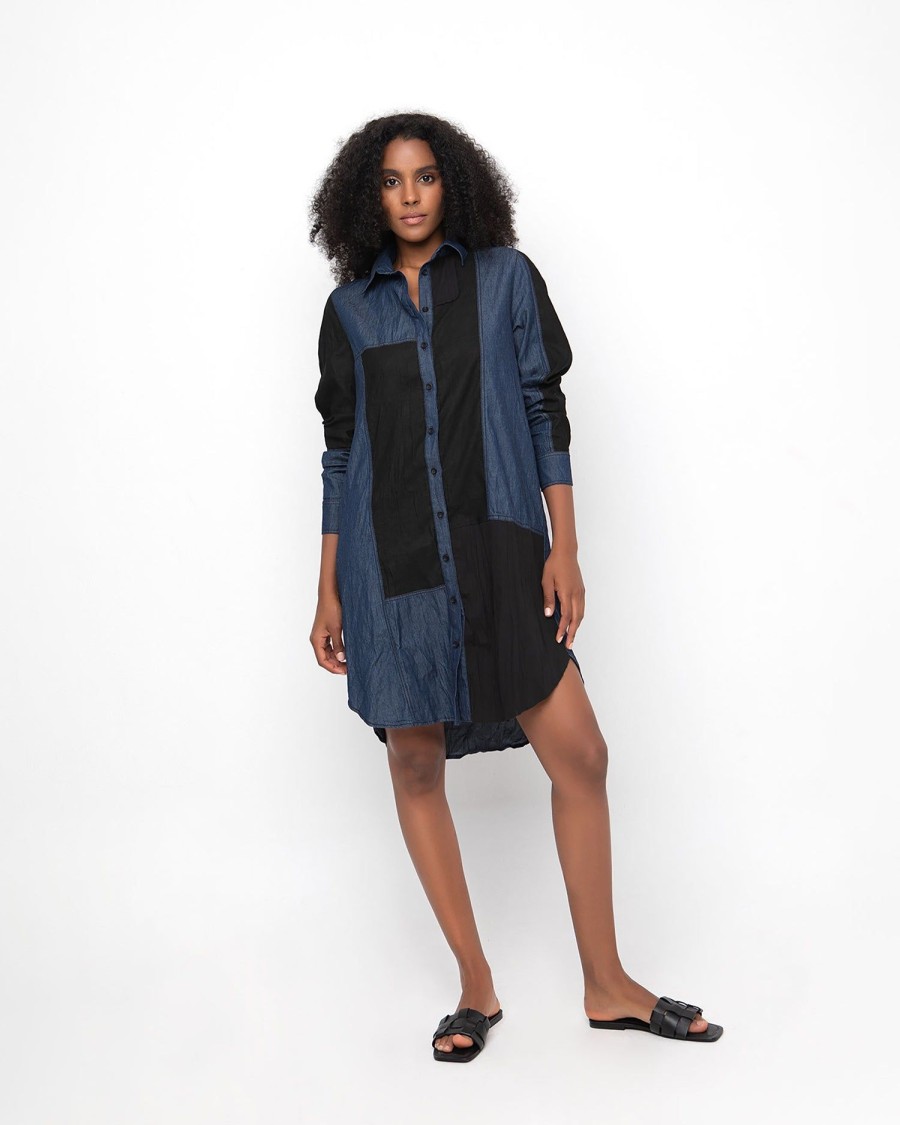 ALEMBIKA Ozai N Ku Patch Shirt Dress, Denim