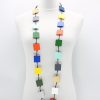 ALEMBIKA Recycled Wood Square Beads Necklace, Multicolor