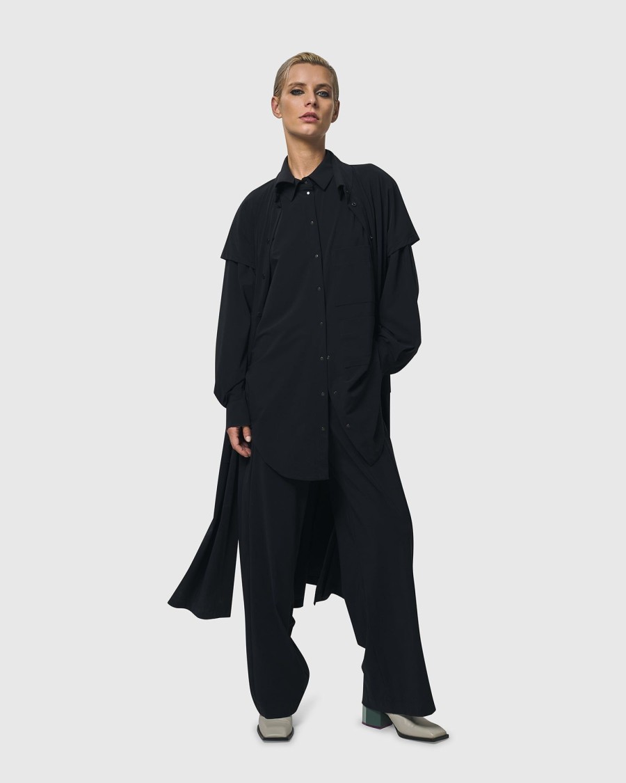 ALEMBIKA Matrix Short Sleeve Duster, Black