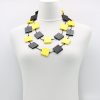 ALEMBIKA Recycled Wood Square Beads Necklace, Black/Yellow