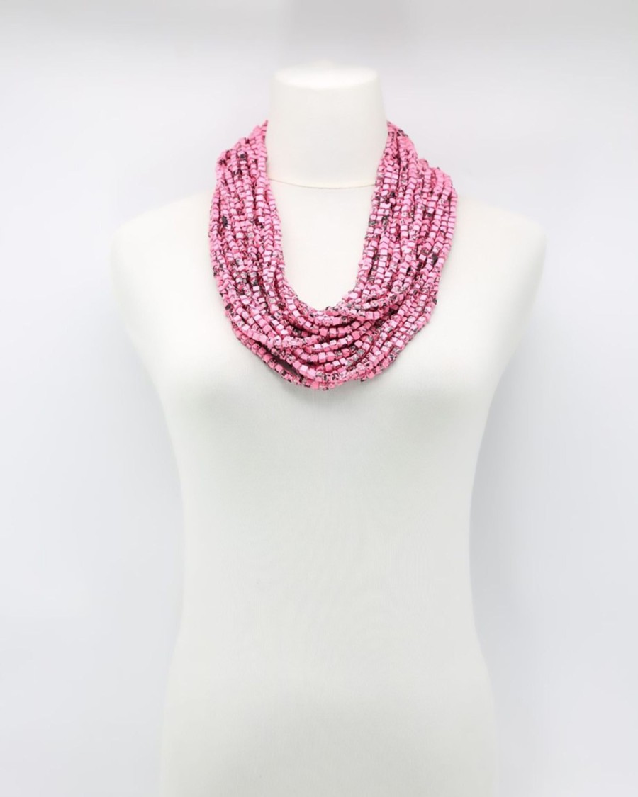 ALEMBIKA Next Pashmina Necklace, Pink/Black