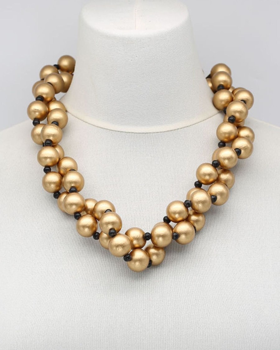 ALEMBIKA Big Bead Necklace, Gold