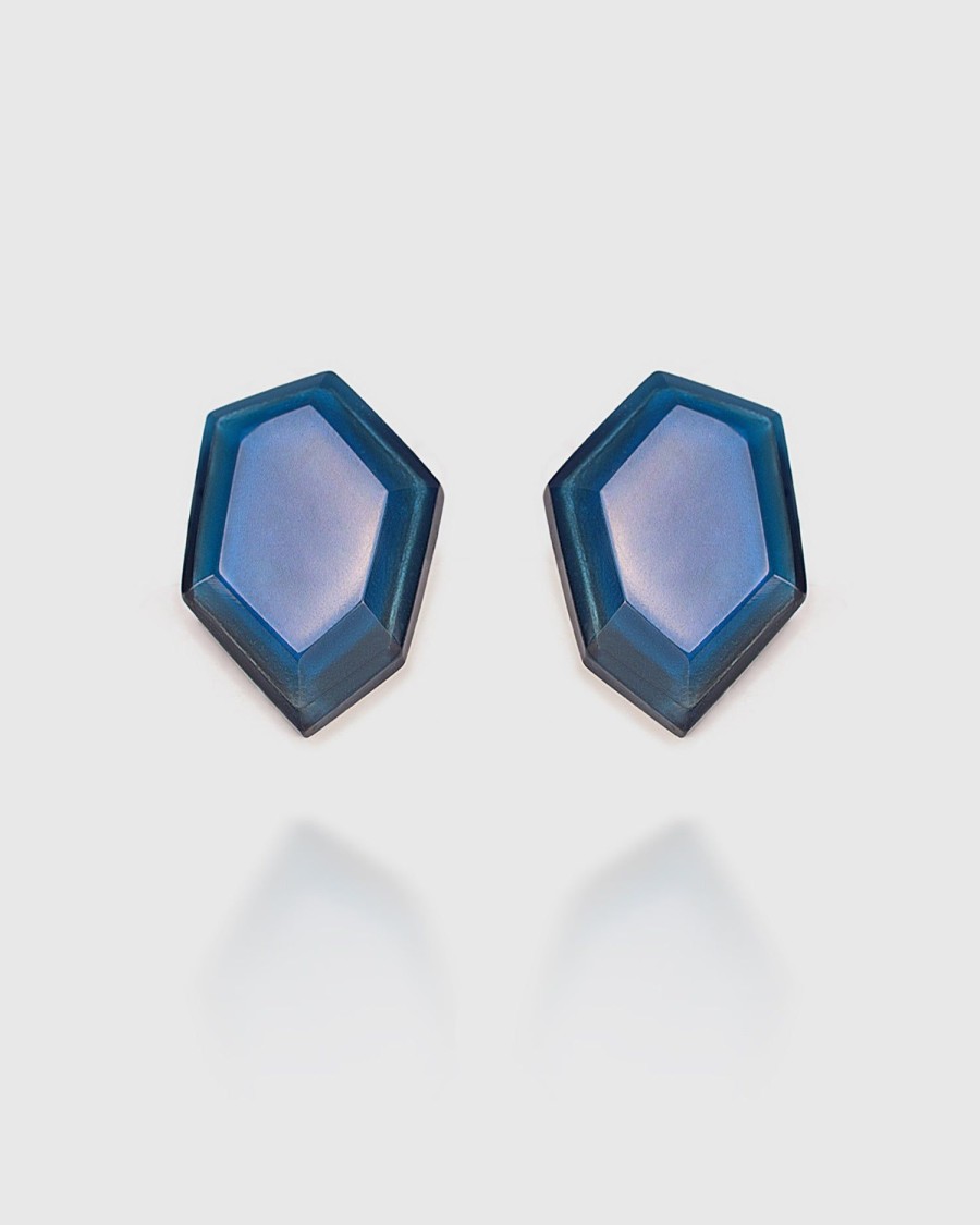 ALEMBIKA Sky Faceted Clip Earrings, Blue