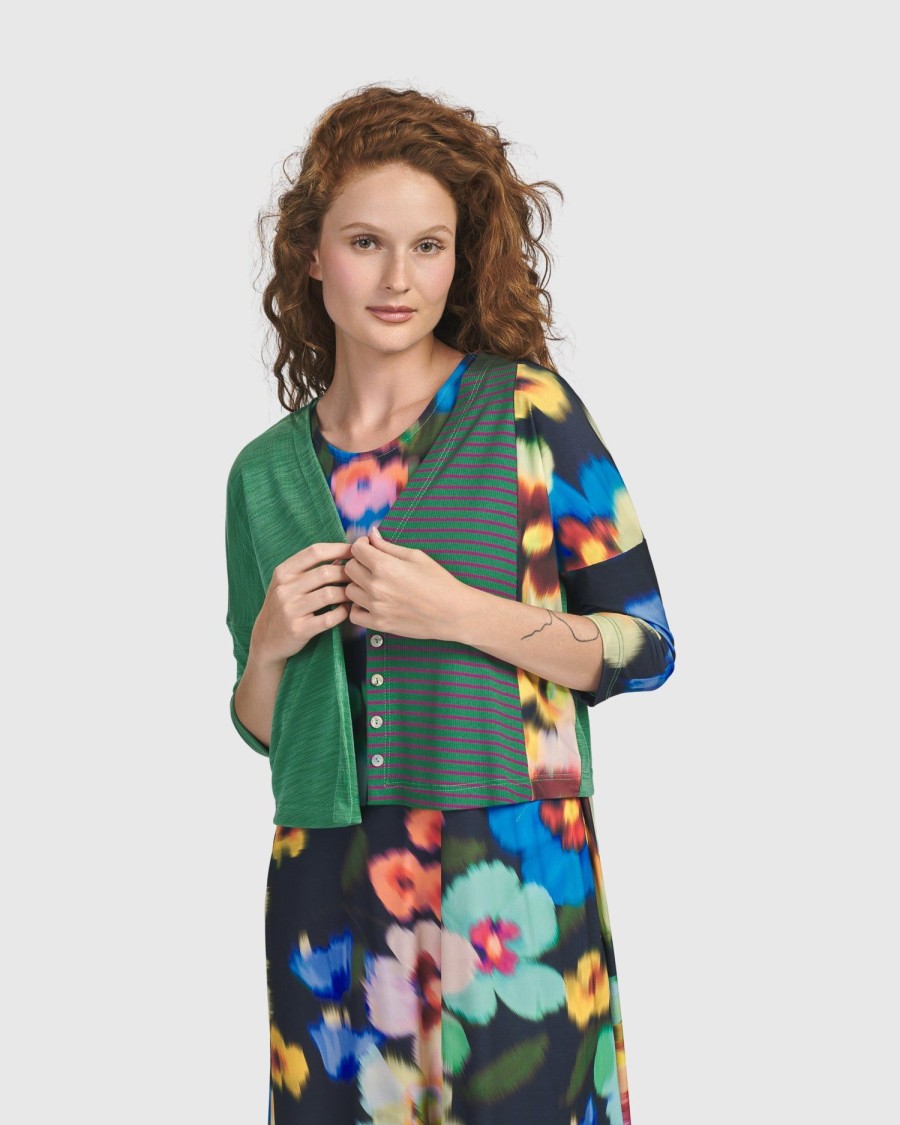 ALEMBIKA Forget-Me-Not Cropped Cardigan, Garden