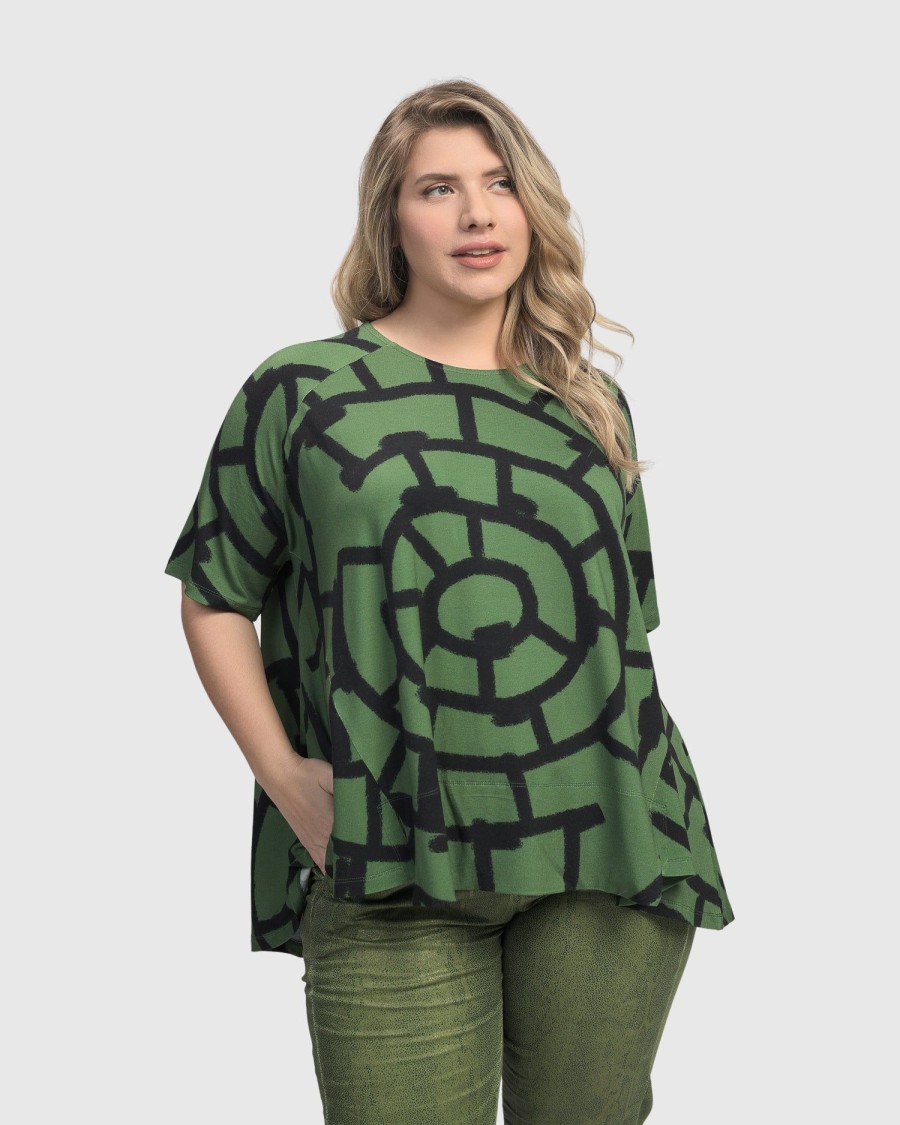 ALEMBIKA Hypnotic Swing Tunic Top, Clover