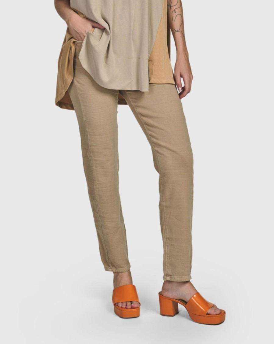 ALEMBIKA Cotton Iconic Stretch Cotton Jeans, Sand