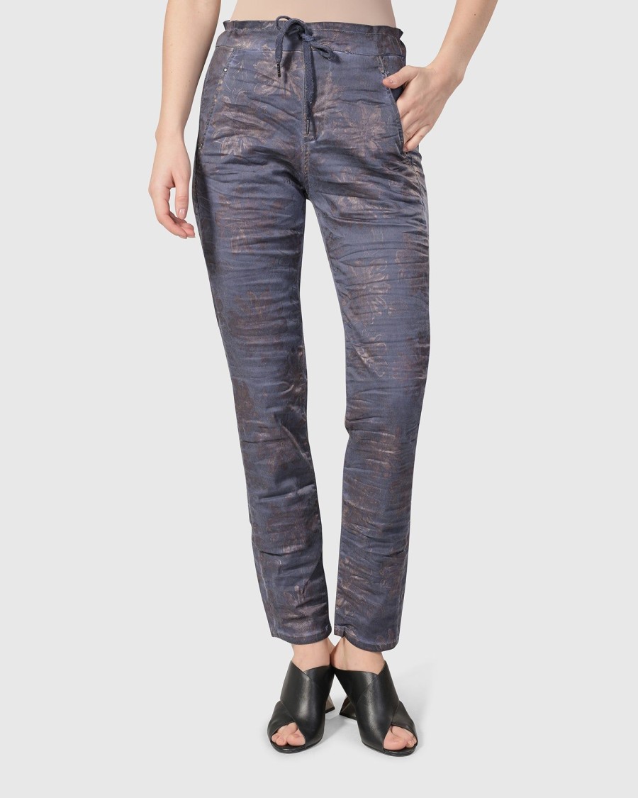 ALEMBIKA Floral Iconic Stretch Jeans, Rust/Blue