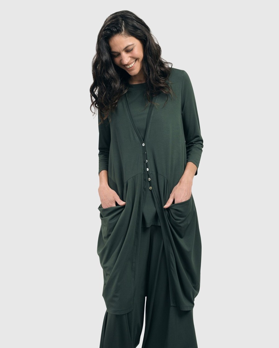 ALEMBIKA Essential Draped Cocoon Jacket, Green