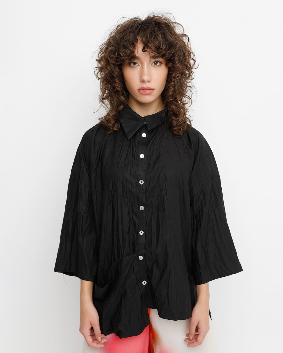 ALEMBIKA Ozai N Ku Trickster Crinkle Shirt, Black