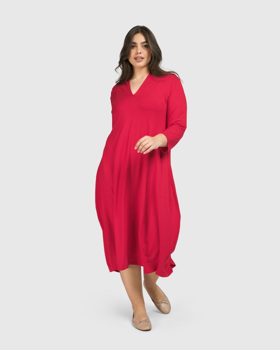 ALEMBIKA Essential Cocoon Dress, Red Rose