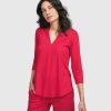 ALEMBIKA Essential V-Neck Top, Red Rose