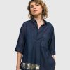 ALEMBIKA Tallahassee Popover Blouse, Denim