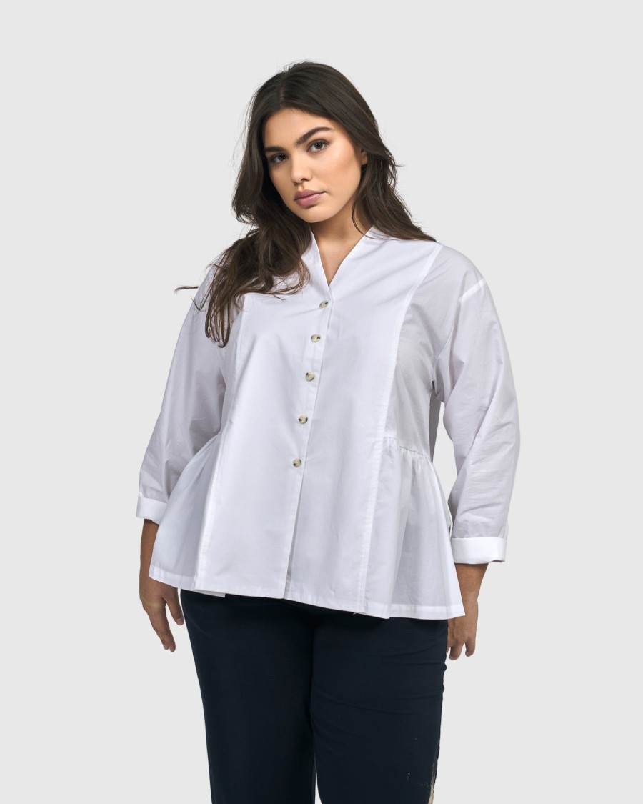 ALEMBIKA Addison Peplum Blouse, White