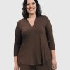 ALEMBIKA Essential V-Neck Top, Coffee