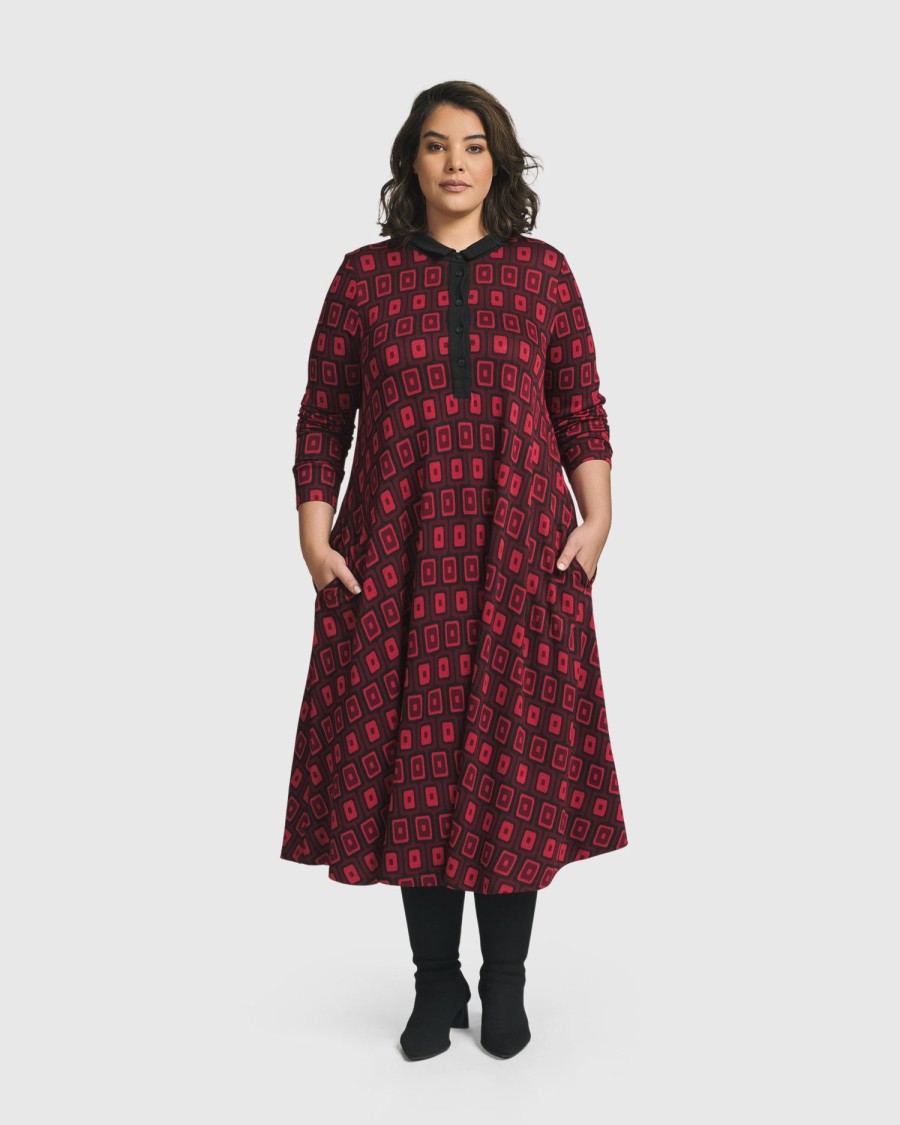 ALEMBIKA Dynamite Shirt Dress, Red