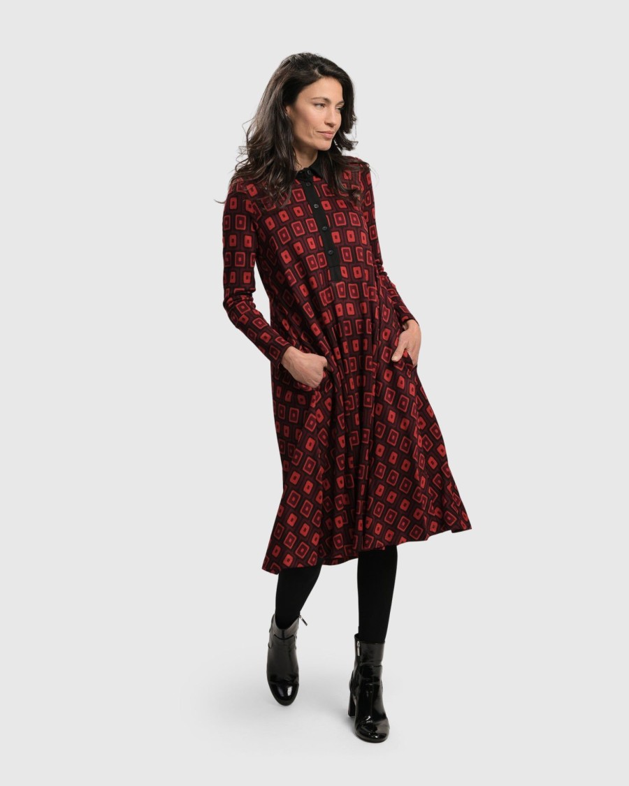 ALEMBIKA Dynamite Shirt Dress, Red