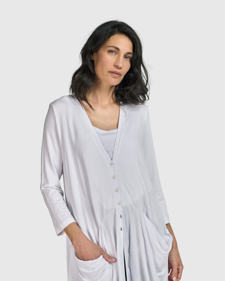 ALEMBIKA Essential Draped Cocoon Jacket, White