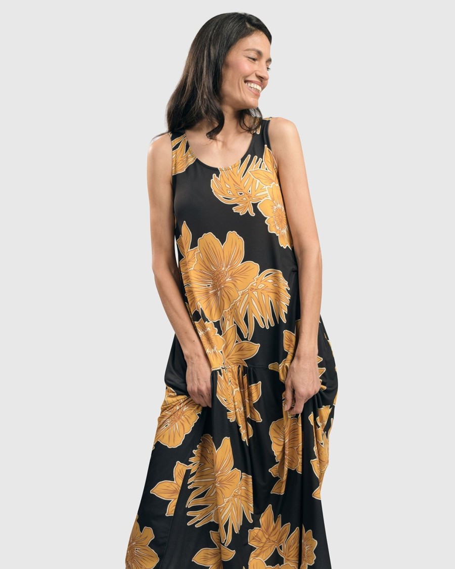 ALEMBIKA Aloha Sleeveless Maxi Dress, Gold