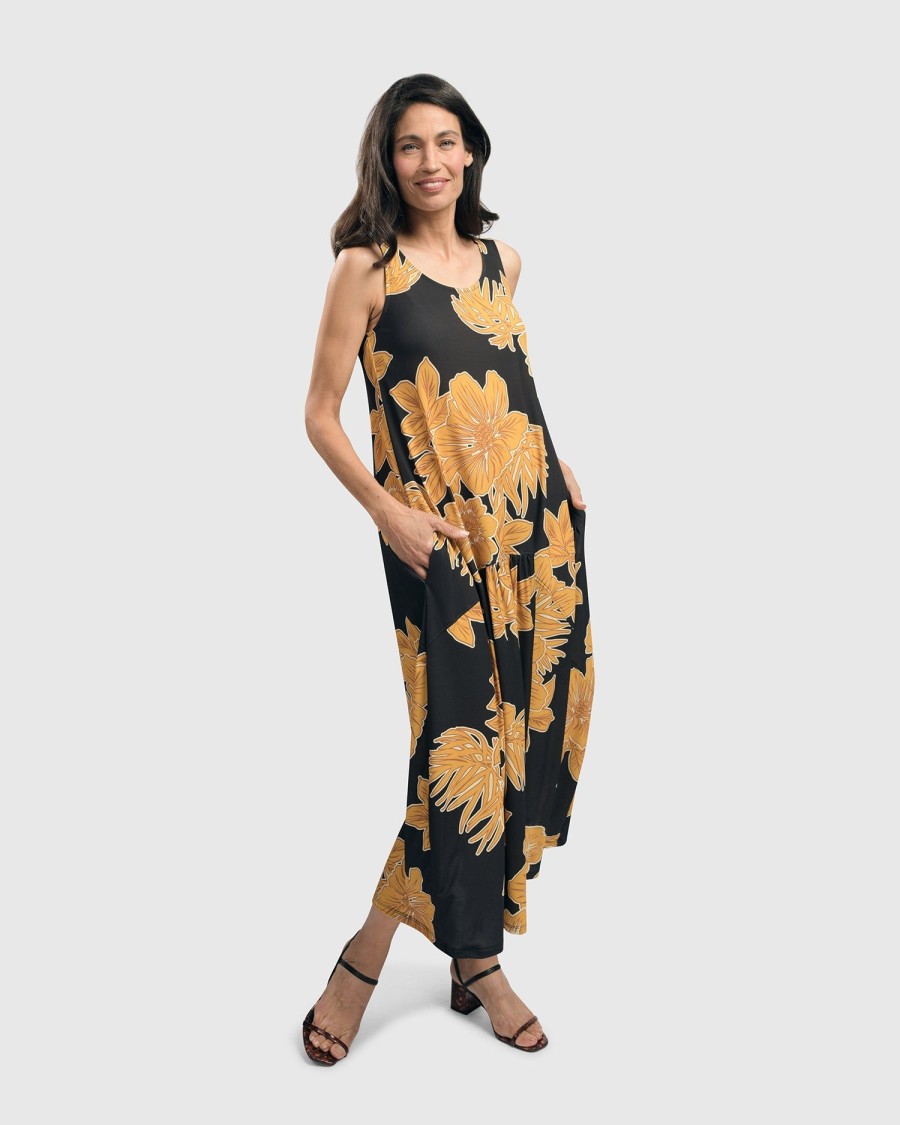 ALEMBIKA Aloha Sleeveless Maxi Dress, Gold