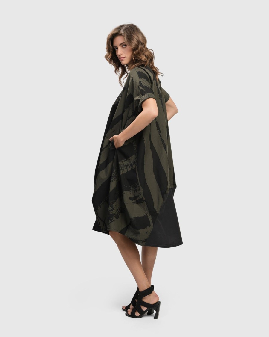 ALEMBIKA Urban Sake Muumuu Dress, Khaki