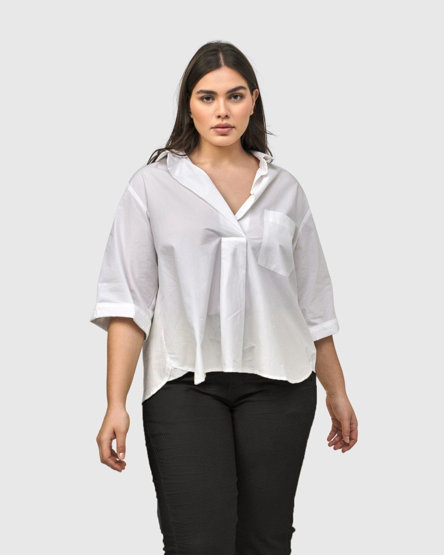 ALEMBIKA Urban Chloe A-Line Blouse, White