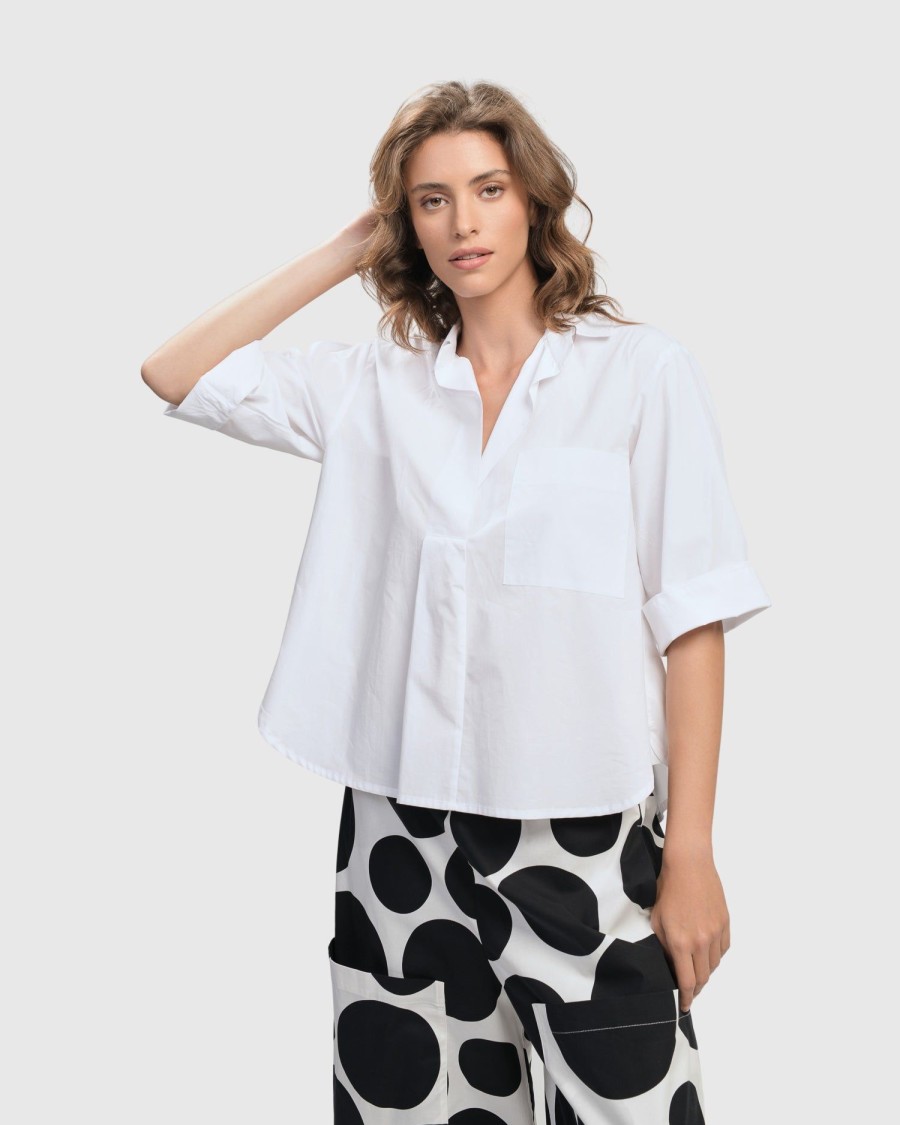 ALEMBIKA Urban Chloe A-Line Blouse, White