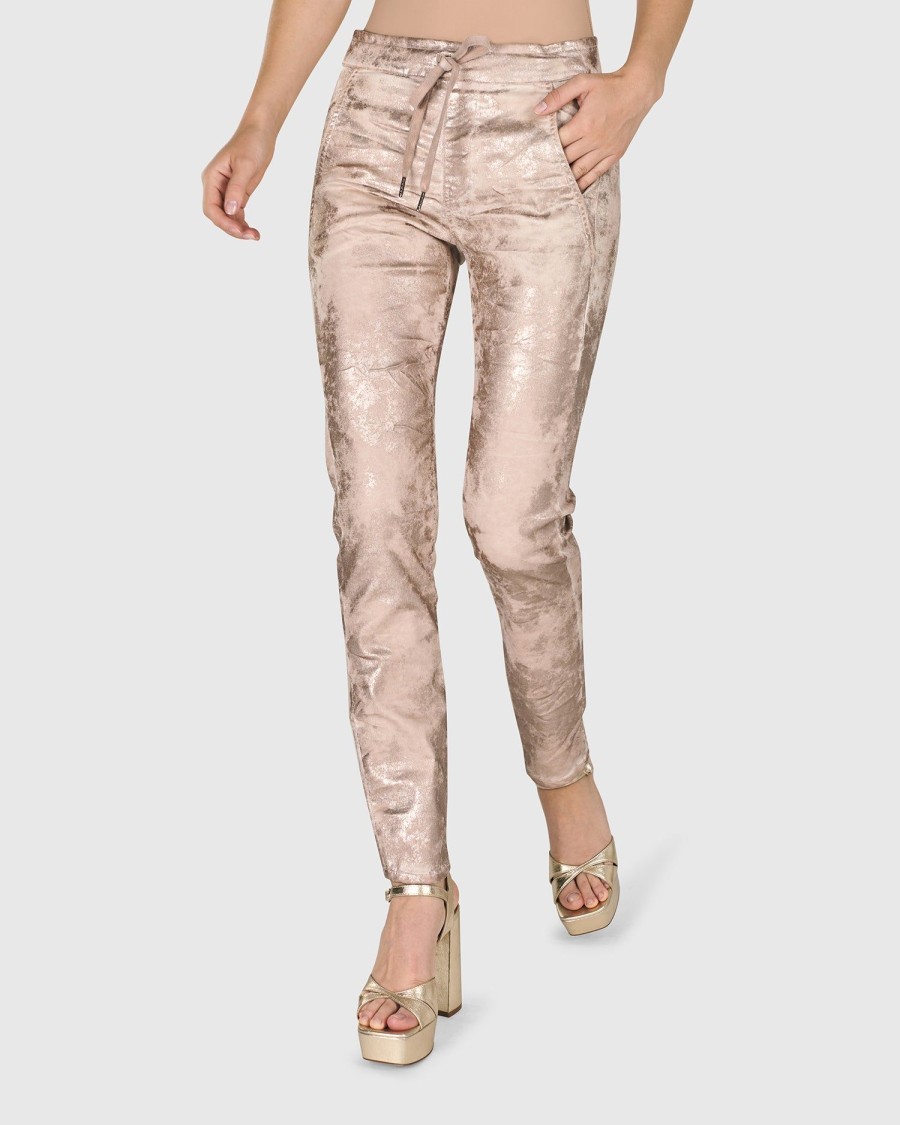 ALEMBIKA Iconic Stretch Jeans, Rose Gold Nude