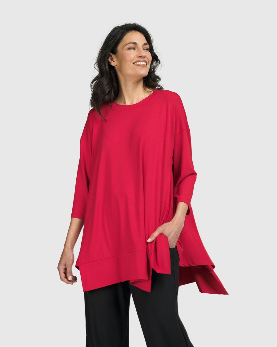 ALEMBIKA Essential Oversized Trapeze Top, Red Rose