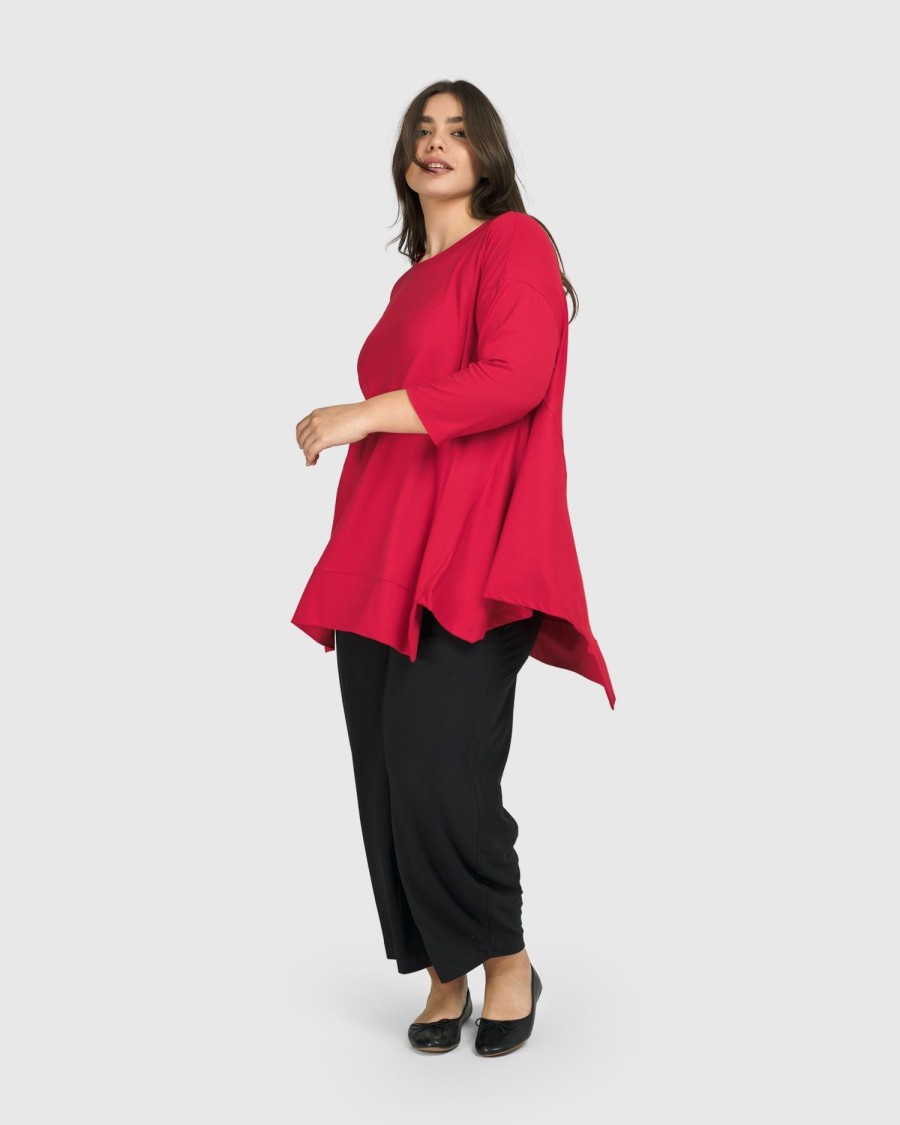 ALEMBIKA Essential Oversized Trapeze Top, Red Rose