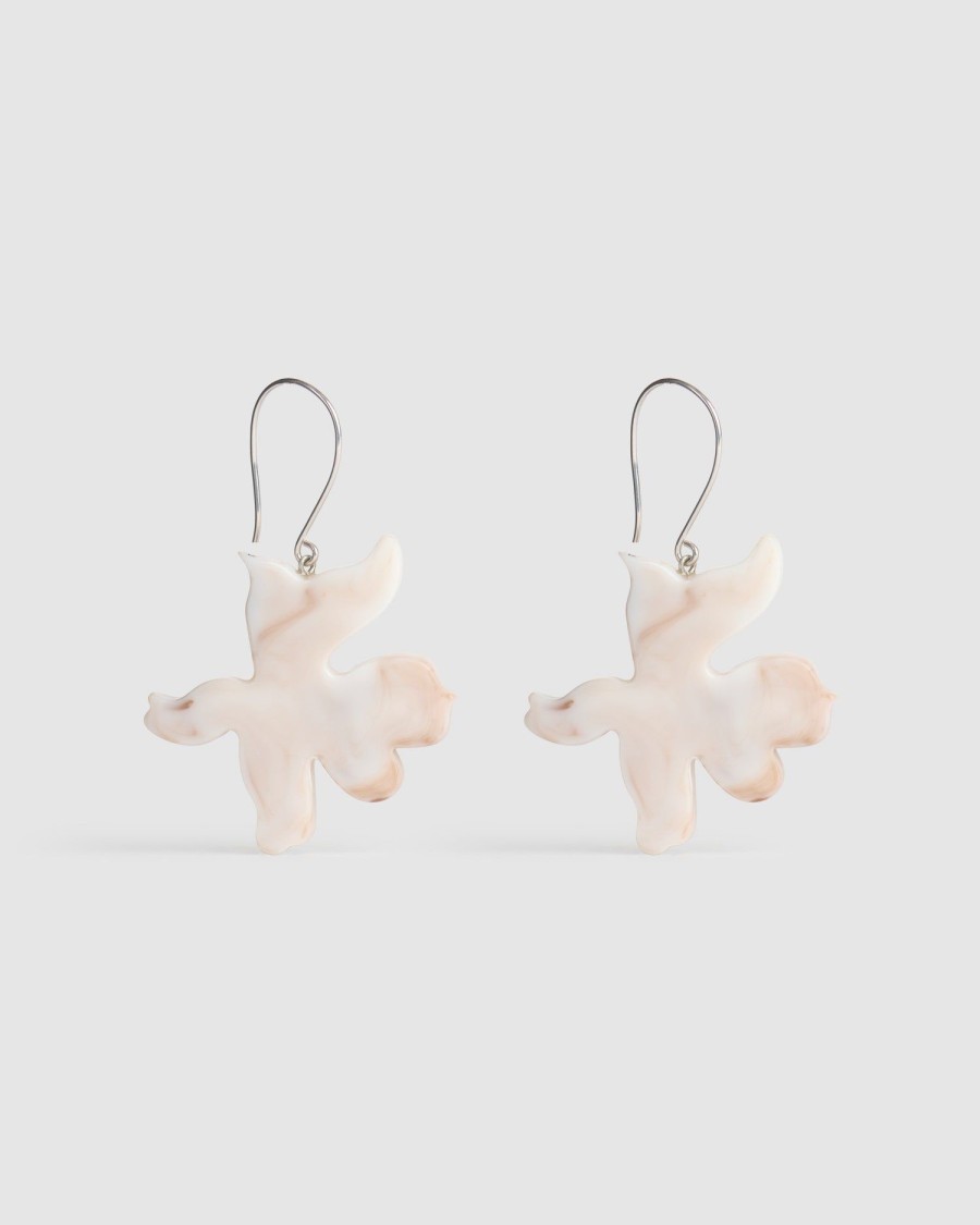 ALEMBIKA Lotus Dangle Earrings, Oat