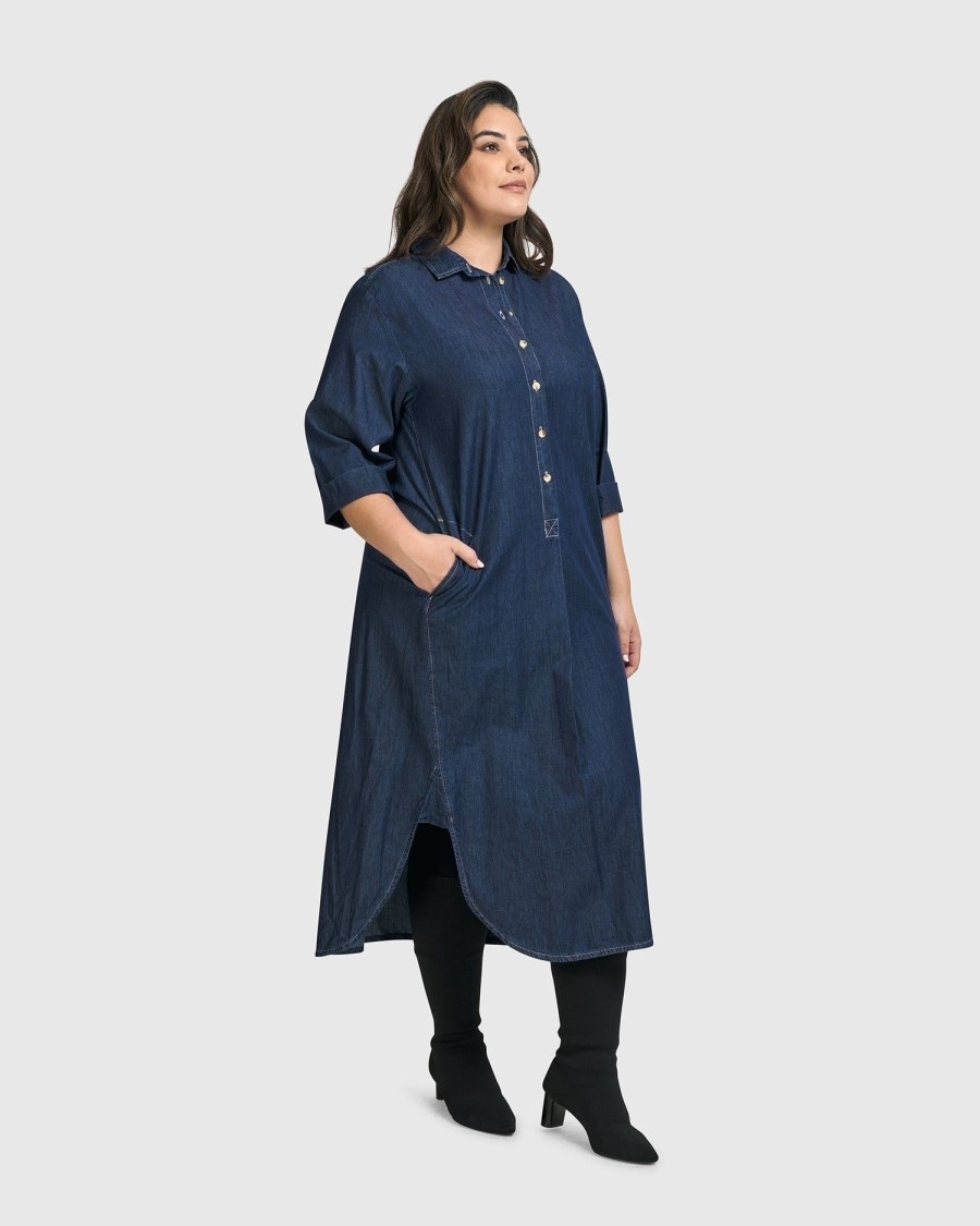 ALEMBIKA Joie Collared Dress, Denim