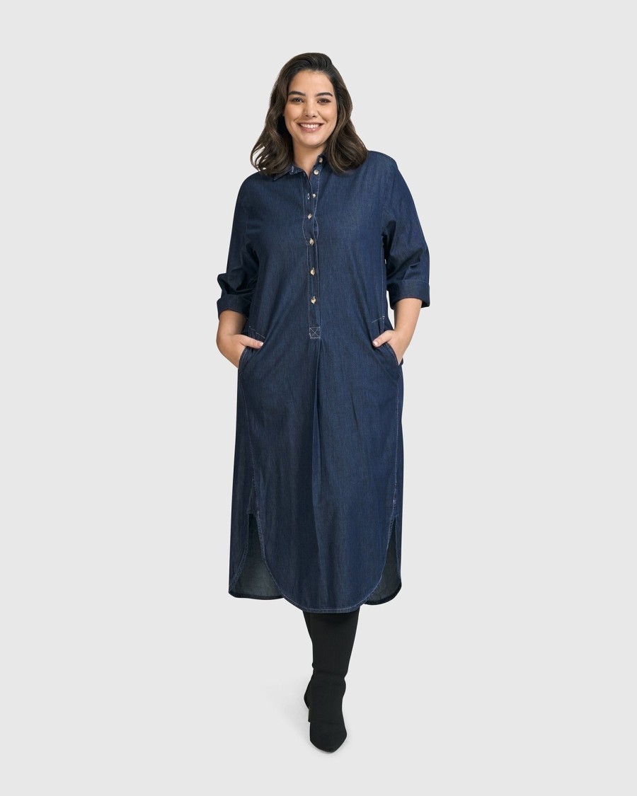 ALEMBIKA Joie Collared Dress, Denim