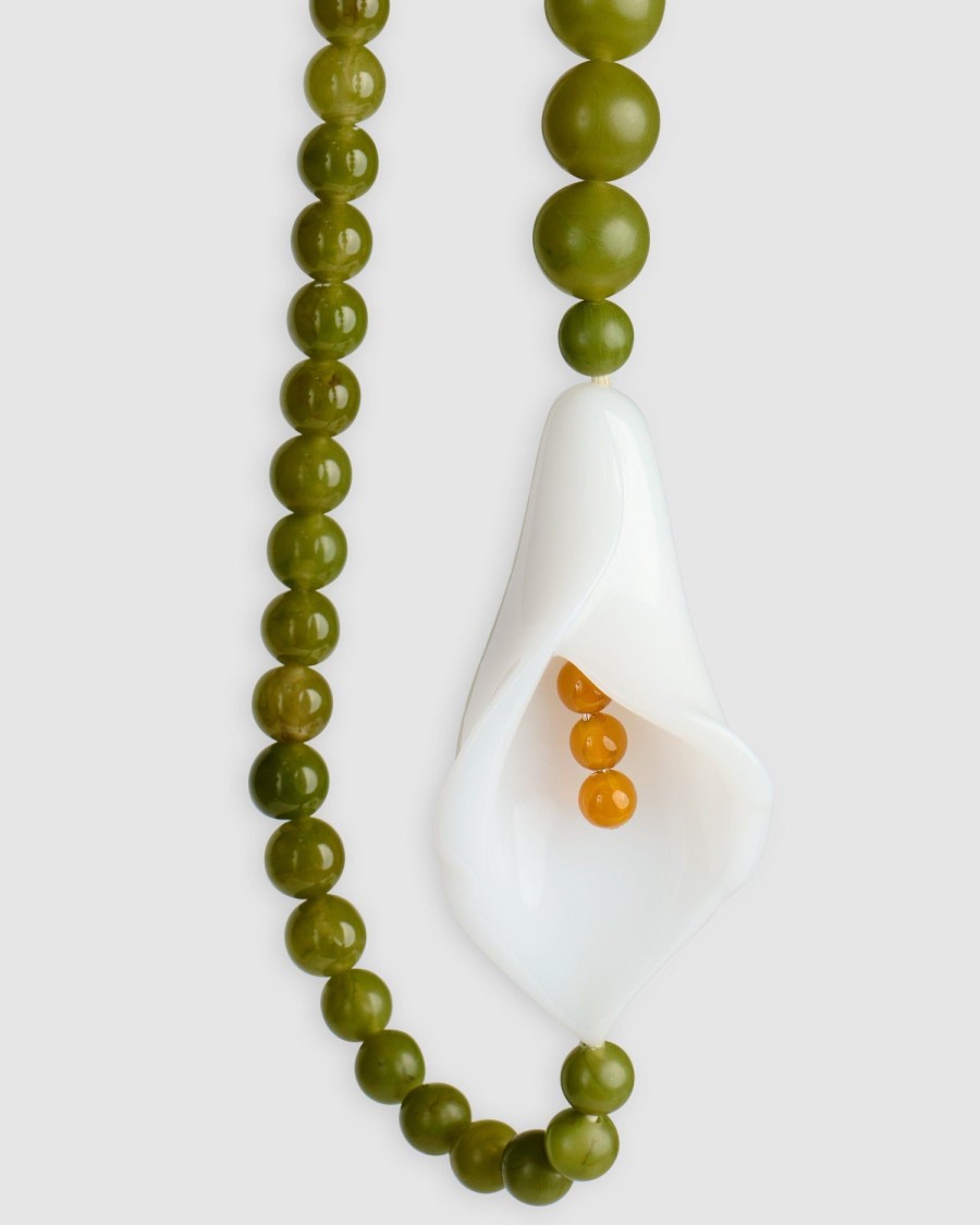 ALEMBIKA Lily Bead Necklace, Green