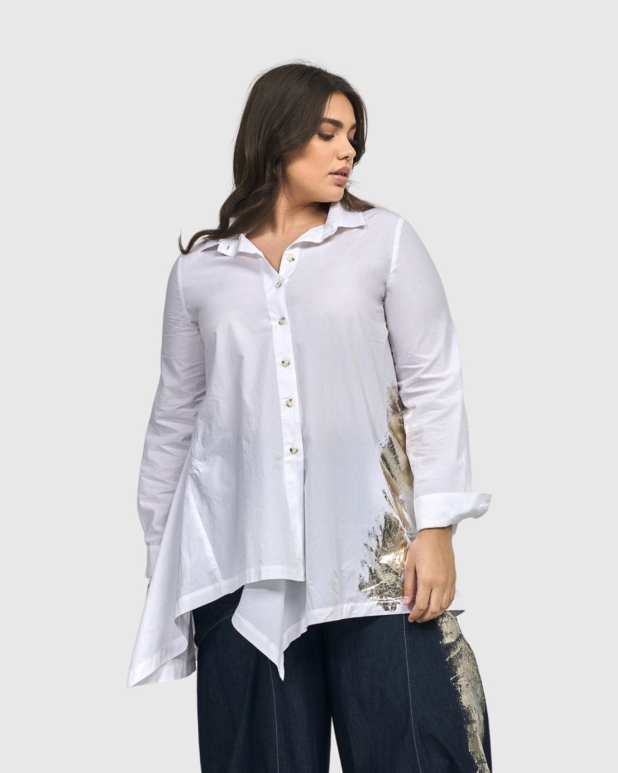 ALEMBIKA Albany Button Down Tunic Top, White