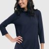 ALEMBIKA Essential Mockneck Top, Navy