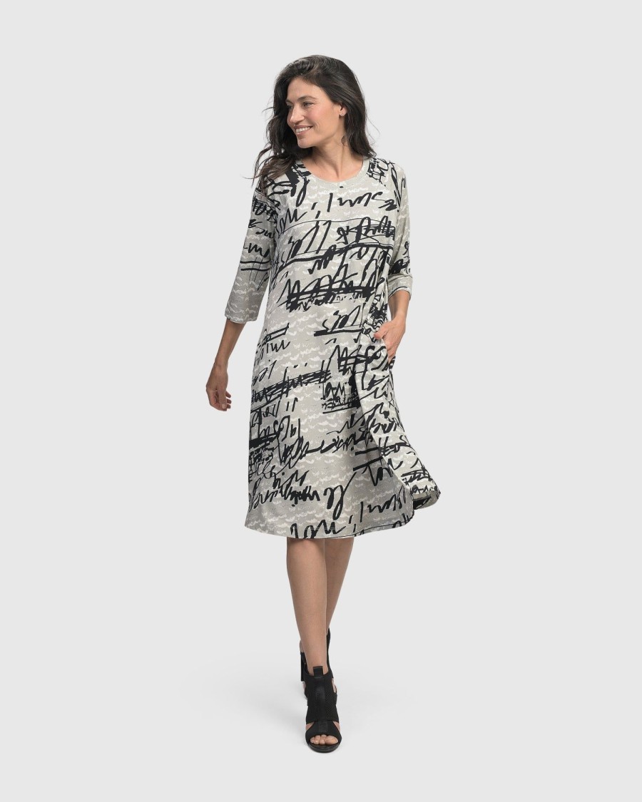 ALEMBIKA Flirty A Line Dress, Script