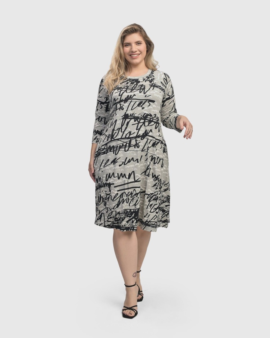 ALEMBIKA Flirty A Line Dress, Script