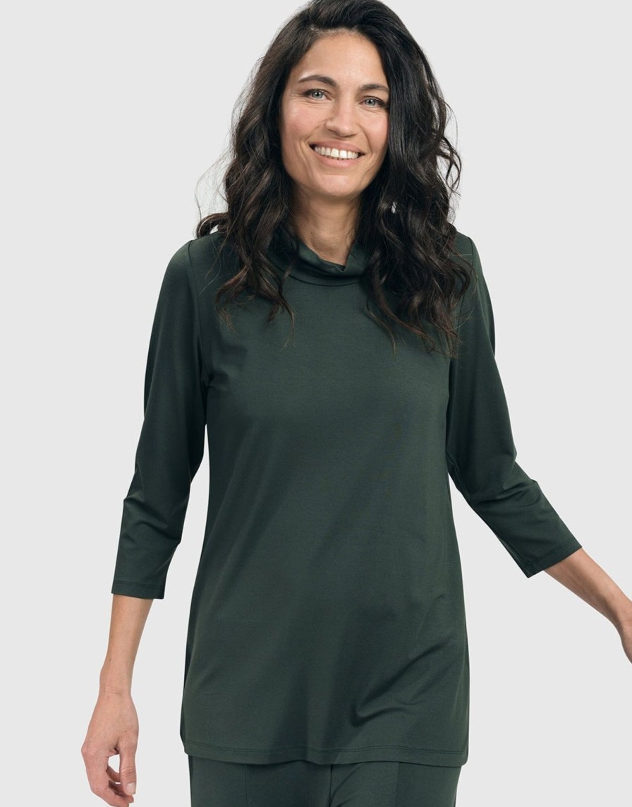 ALEMBIKA Essential Mockneck Top, Green